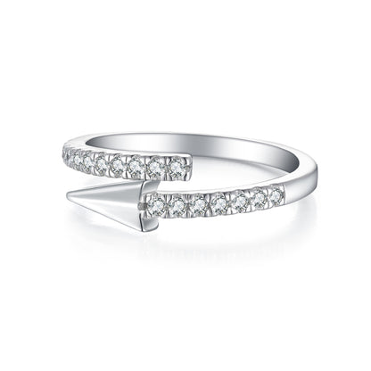 S925 Sterling Silver Adjustable Open Ring - Unique Asymmetric Geometric Jewelry for Women