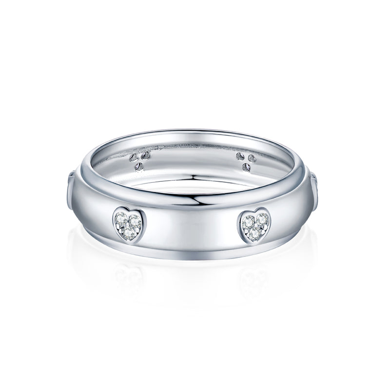 S925 Sterling Silver Arc Heart Ring - Minimalist Love-Inspired Wedding Jewelry
