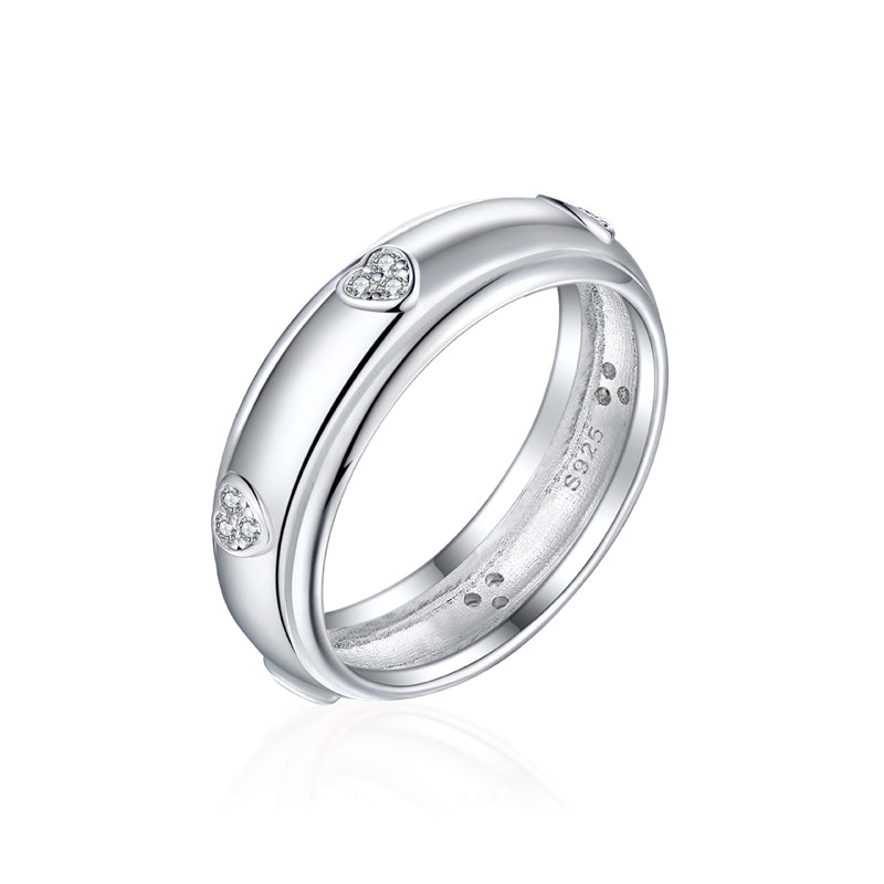 S925 Sterling Silver Arc Heart Ring - Minimalist Love-Inspired Wedding Jewelry