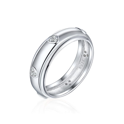 S925 Sterling Silver Arc Heart Ring - Minimalist Love-Inspired Wedding Jewelry