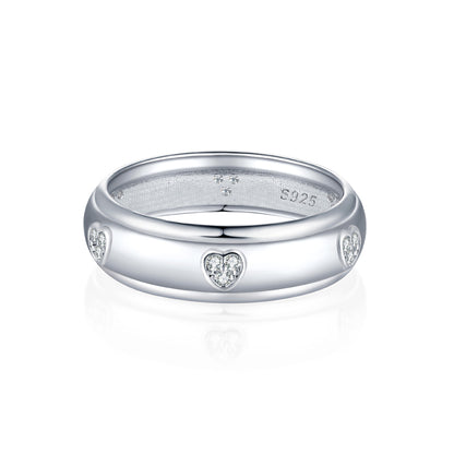 S925 Sterling Silver Arc Heart Ring - Minimalist Love-Inspired Wedding Jewelry
