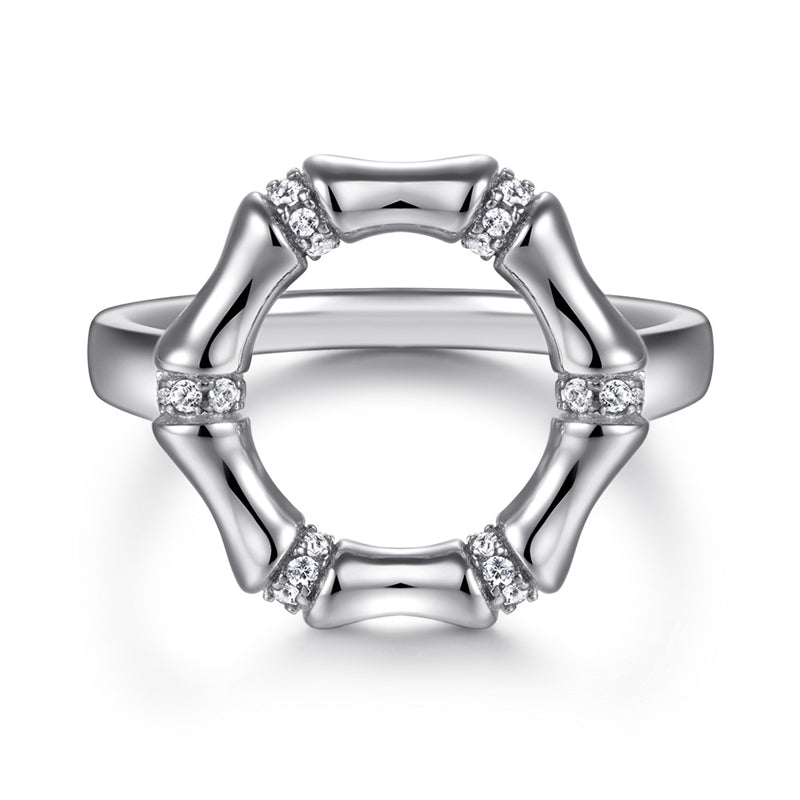 S925 Sterling Silver Bamboo-Inspired Ring – Unique Textured Statement Jewelry