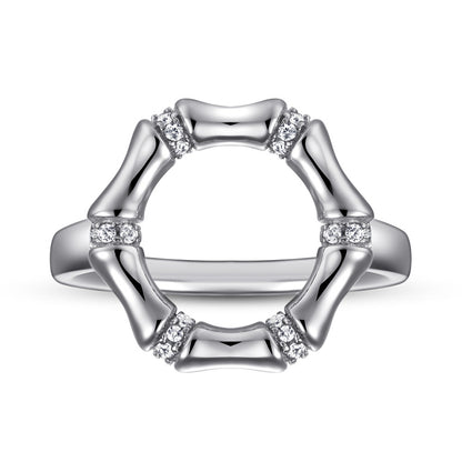 S925 Sterling Silver Bamboo-Inspired Ring – Unique Textured Statement Jewelry