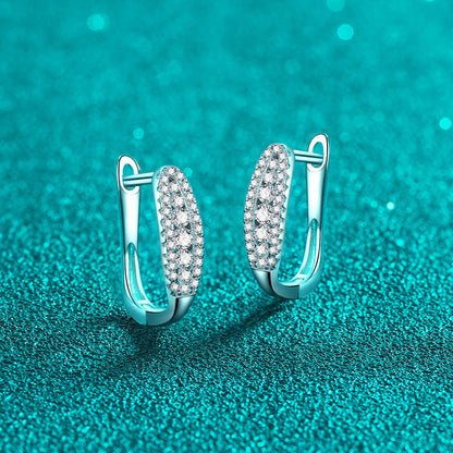 S925 Sterling Silver Bezel Set Moissanite Huggie Hoop Earrings - 0.44CT Modern Minimalist Design