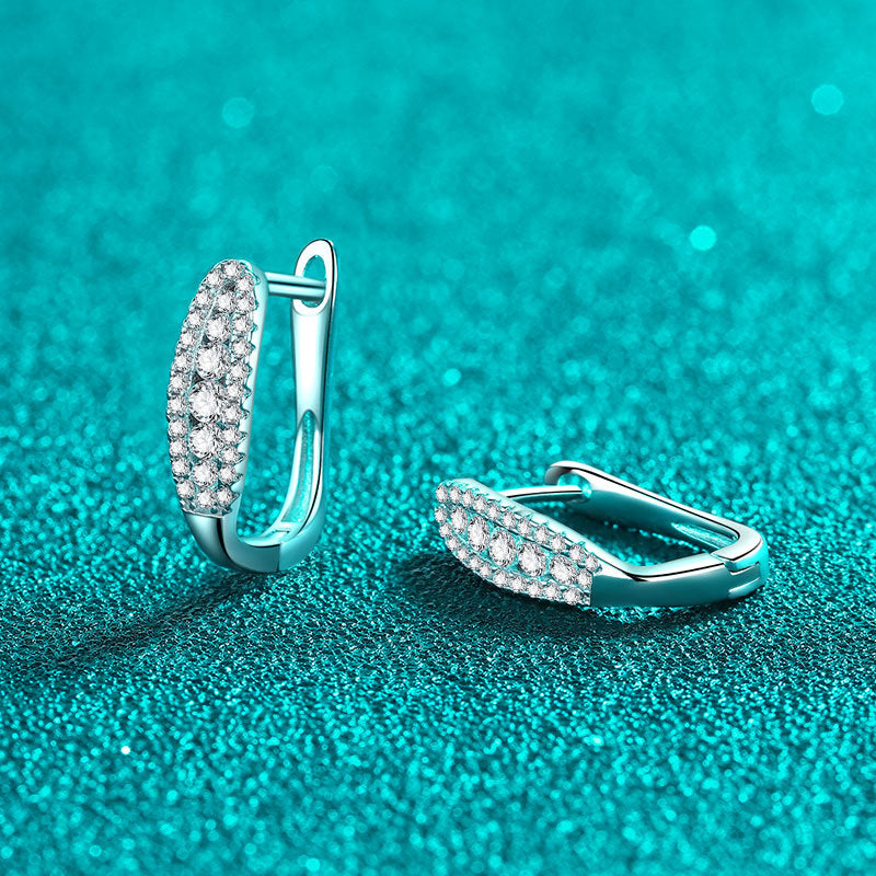 S925 Sterling Silver Bezel Set Moissanite Huggie Hoop Earrings - 0.44CT Modern Minimalist Design