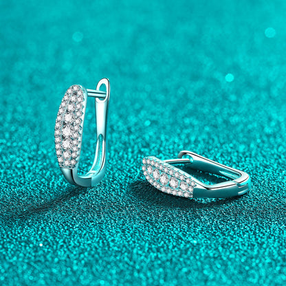 S925 Sterling Silver Bezel Set Moissanite Huggie Hoop Earrings - 0.44CT Modern Minimalist Design