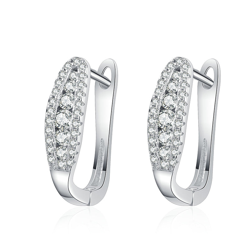 S925 Sterling Silver Bezel Set Moissanite Huggie Hoop Earrings - 0.44CT Modern Minimalist Design