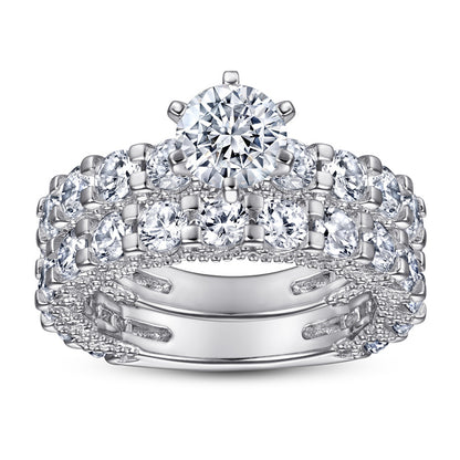 S925 Sterling Silver Bridal Ring Set - Elegant Stackable Wedding Jewelry