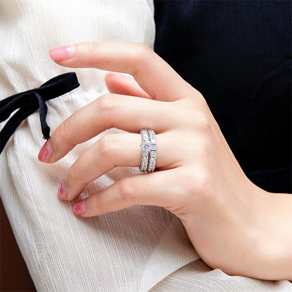 S925 Sterling Silver Bridal Ring Set - Elegant Stackable Wedding Jewelry