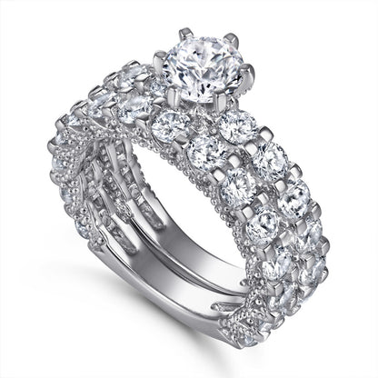 S925 Sterling Silver Bridal Ring Set - Elegant Stackable Wedding Jewelry