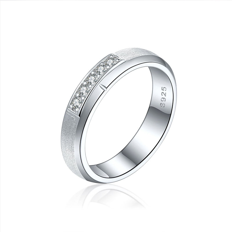 925 Sterling Silver Women's Stackable Ring Set - White Gold Plated, Circle & Double Band with Pavé Diamonds, Sizes 8-12, Trendy Minimalist Style