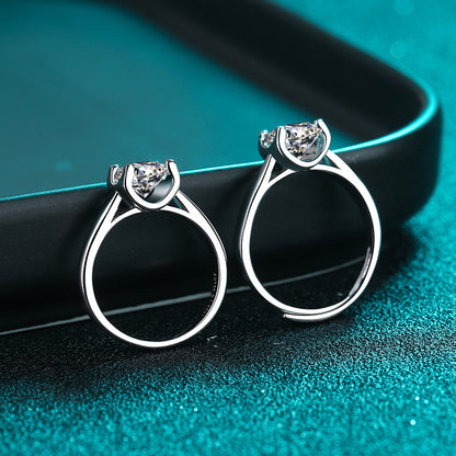 S925 Sterling Silver Bullhead Moissanite Ring | Korean Style Adjustable Security Lock Design