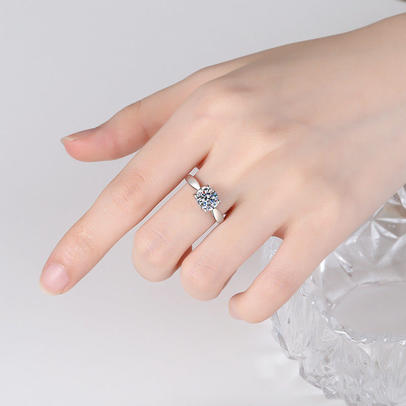 S925 Sterling Silver Bullhead Moissanite Ring | Korean Style Adjustable Security Lock Design