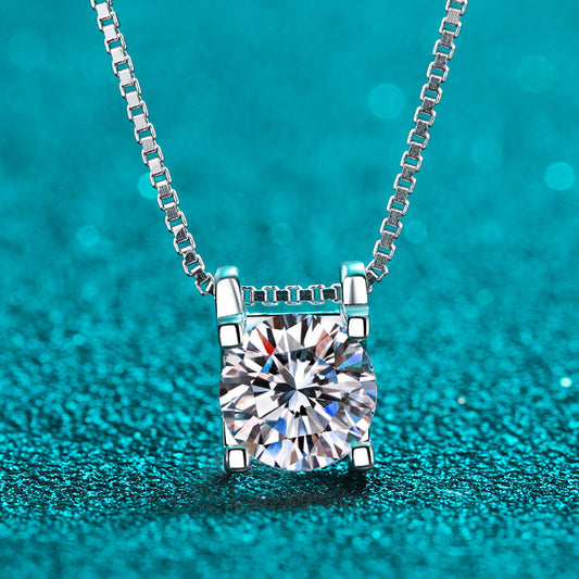 S925 Sterling Silver Bullhead Pendant Necklace - 1CT Moissanite Minimalist Chain for Women