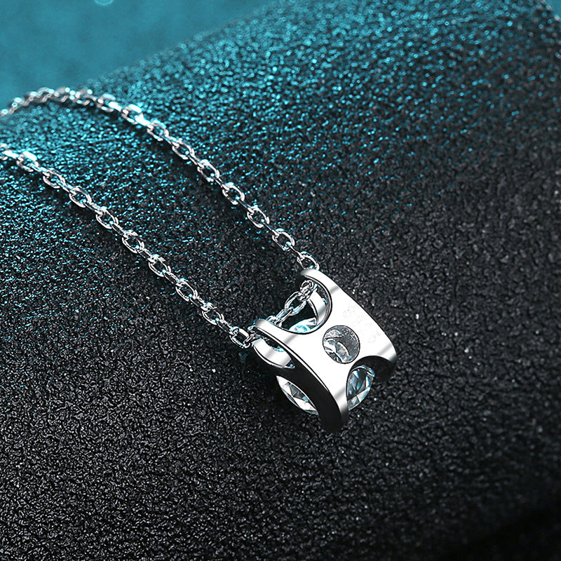 S925 Sterling Silver Bullhead Pendant Necklace - 1CT Moissanite Minimalist Chain for Women