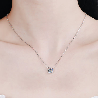 S925 Sterling Silver Bullhead Pendant Necklace - 1CT Moissanite Minimalist Chain for Women