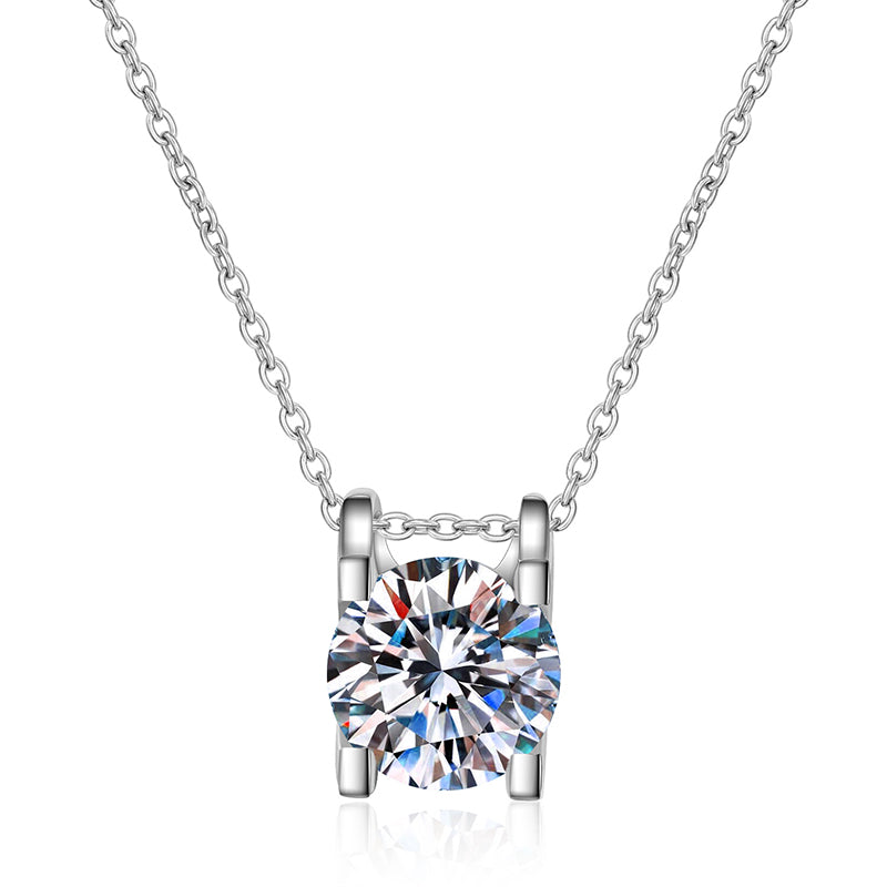 S925 Sterling Silver Bullhead Pendant Necklace - 1CT Moissanite Minimalist Chain for Women