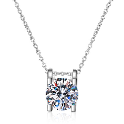S925 Sterling Silver Bullhead Pendant Necklace - 1CT Moissanite Minimalist Chain for Women