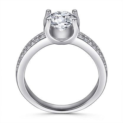 S925 Sterling Silver Bullhead Ring – Bold U-Shaped Zirconia Statement Jewelry