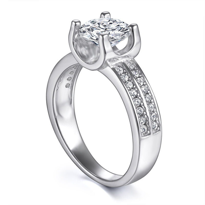 S925 Sterling Silver Bullhead Ring – Bold U-Shaped Zirconia Statement Jewelry
