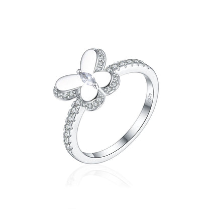 S925 Sterling Silver Butterfly Ring - Elegant Bow Design Jewelry for Women