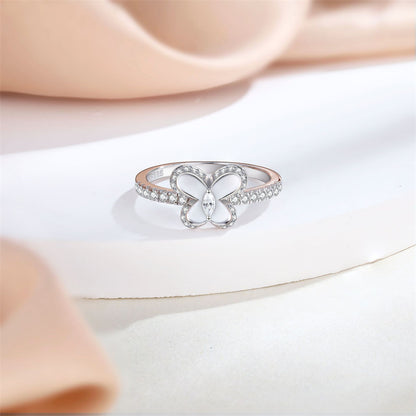 S925 Sterling Silver Butterfly Ring - Elegant Bow Design Jewelry for Women