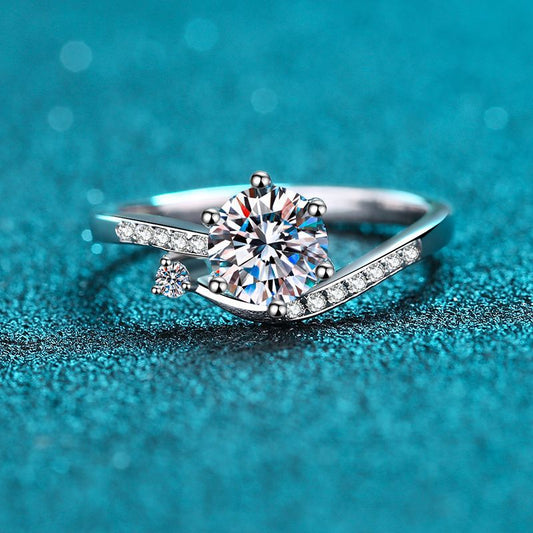 S925 Sterling Silver Button Snowflake Ring with Peach Motif & Moissanite Options