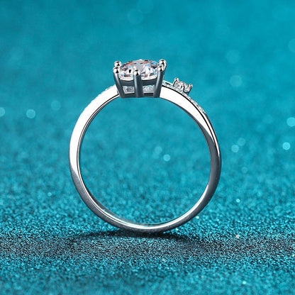 S925 Sterling Silver Button Snowflake Ring with Peach Motif & Moissanite Options