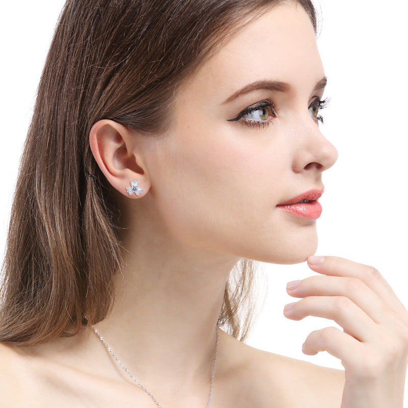 S925 Sterling Silver Cartoon Stud Earrings with CZ - Playful Diamond Accent Earrings with Plastic Backs