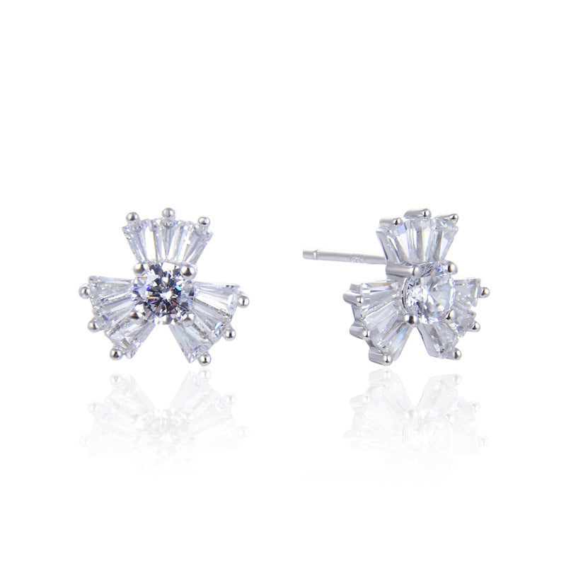 S925 Sterling Silver Cartoon Stud Earrings with CZ - Playful Diamond Accent Earrings with Plastic Backs