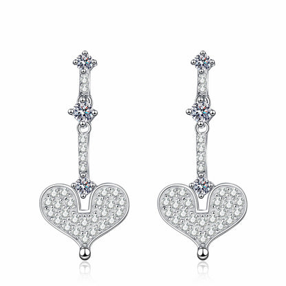 S925 Sterling Silver Champagne Gold Heart Moissanite Stud Earrings - 0.7CT Sweet & Minimalist