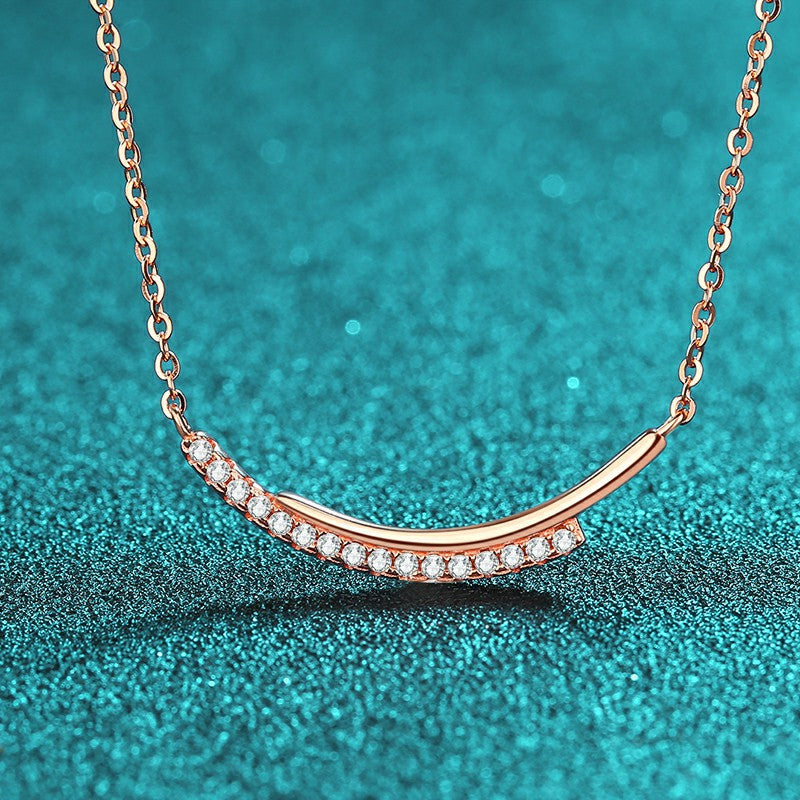 S925 Sterling Silver Champagne Gold Line Necklace - 0.24CT Moissanite Minimalist Pendant
