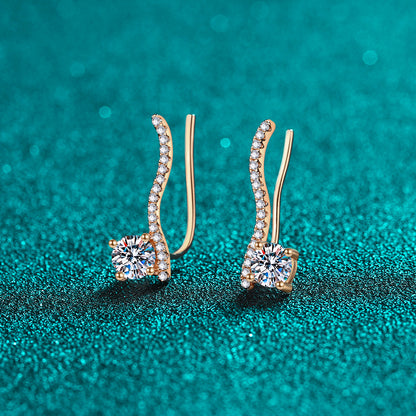 S925 Sterling Silver Champagne Gold Moissanite Stud Earrings - 1CT Floral-Inspired Statement Jewelry