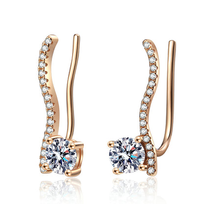 S925 Sterling Silver Champagne Gold Moissanite Stud Earrings - 1CT Floral-Inspired Statement Jewelry