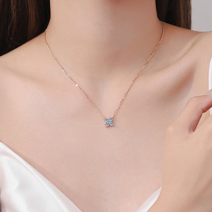 S925 Sterling Silver Champagne Gold Petal Pendant Necklace - 1.26CT Moissanite Everyday Elegance
