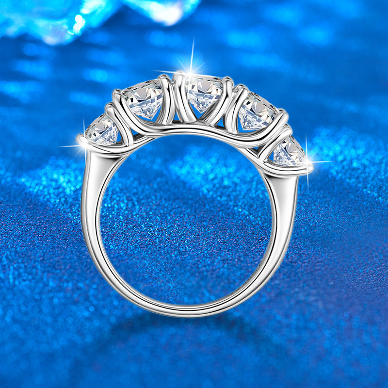 S925 Sterling Silver Channel-Set 2.6ct Moissanite Band Ring - White Gold Plated Euro-American Style (Size 5-8)