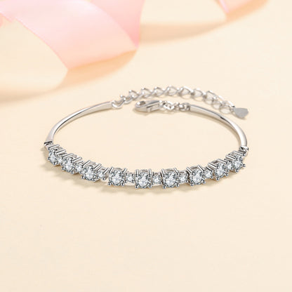Bohemian Geometric Sterling Silver Bracelet - 2.7ct Moissanite or 7A Zircon Square Design