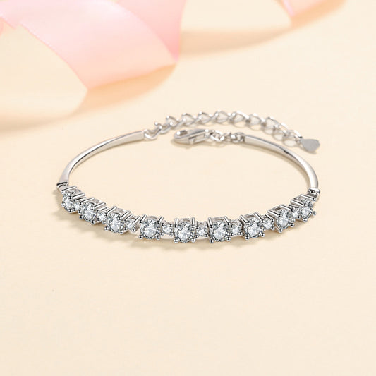 Bohemian Geometric Sterling Silver Bracelet - 2.7ct Moissanite or 7A Zircon Square Design