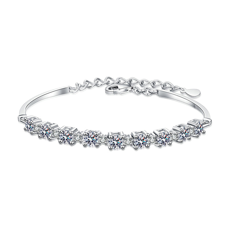 Bohemian Geometric Sterling Silver Bracelet - 2.7ct Moissanite or 7A Zircon Square Design