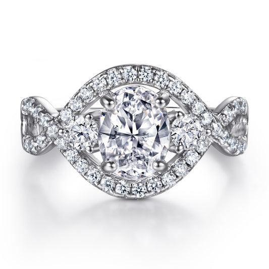 S925 Sterling Silver Channel Set Ring – Elegant Line of Oval-Cut Zirconia Stones