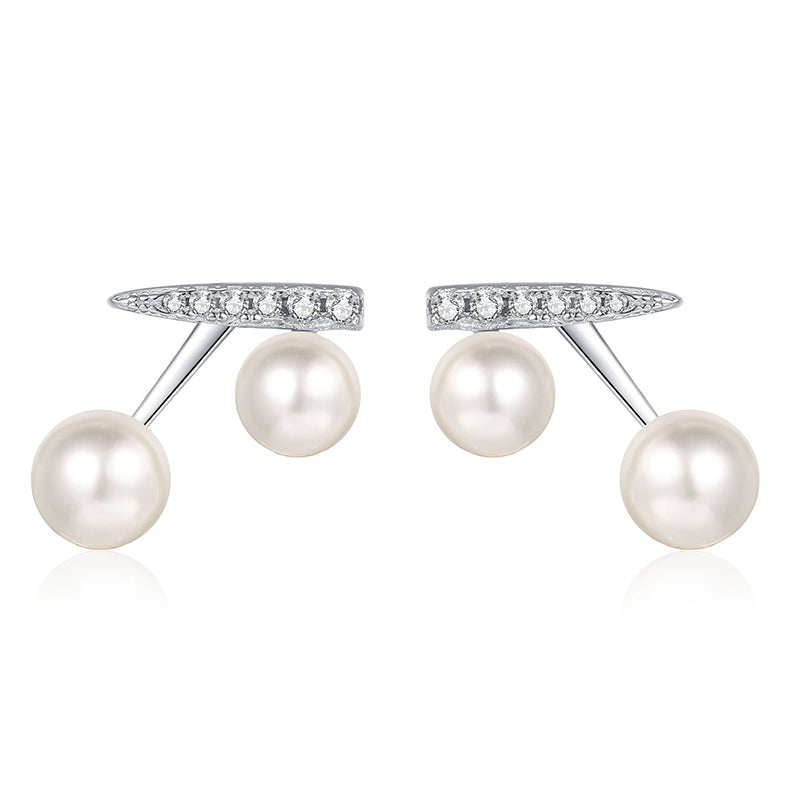 S925 Sterling Silver Cherry Drop Earrings - 0.13ct Moissanite & Freshwater Pearls