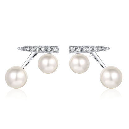 S925 Sterling Silver Cherry Drop Earrings - 0.13ct Moissanite & Freshwater Pearls