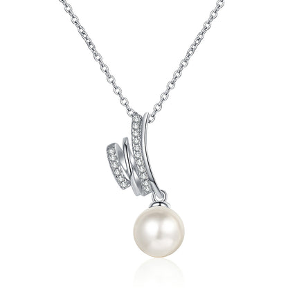 S925 Sterling Silver Circle Pendant Necklace - 8.5-Point Moissanite Pavé & 8-9mm Pearl Modern Layered Choker