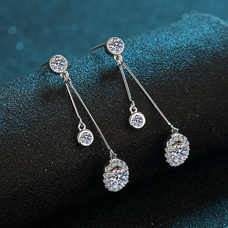 S925 Sterling Silver Constellation Moissanite Drop Earrings - 0.5ct Botanical-Chic Everyday Hoops