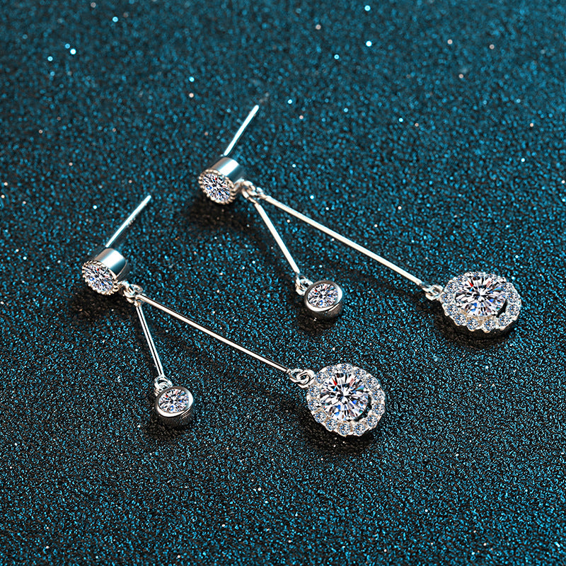 S925 Sterling Silver Constellation Moissanite Drop Earrings - 0.5ct Botanical-Chic Everyday Hoops