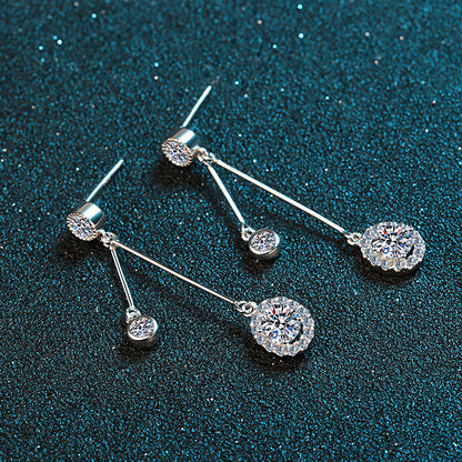 S925 Sterling Silver Constellation Moissanite Drop Earrings - 0.5ct Botanical-Chic Everyday Hoops