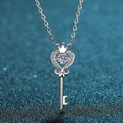 S925 Sterling Silver Crown Pendant Necklace - 0.3CT Moissanite Dainty Collarbone Chain