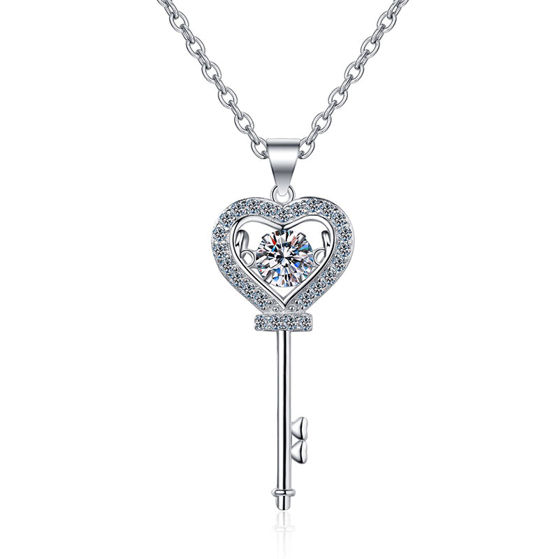 S925 Sterling Silver Crown Pendant Necklace - 0.5CT Moissanite Lion Dance Inspired Lock Love Chain