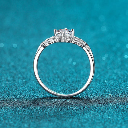 S925 Sterling Silver Crown Princess Ring with Moissanite - Versatile Minimalist Instagram Style Women's Ring