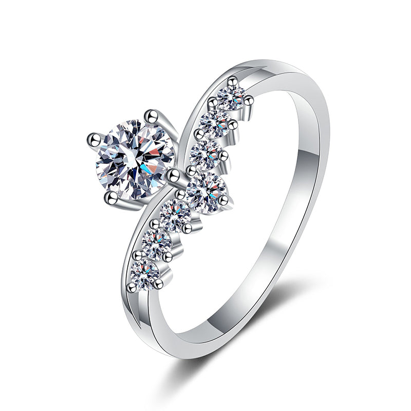 S925 Sterling Silver Crown Princess Ring with Moissanite - Versatile Minimalist Instagram Style Women's Ring